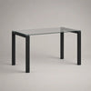 Table à manger rectangulaire 160 x 90 x 75 cm en verre avec pieds en acier noir