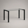 Table à manger rectangulaire 160 x 90 x 75 cm en verre avec pieds en acier noir