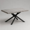 Table à manger 180 x 90 x 75 cm gris effet marbre avec plateau rectangulaire et pieds en acier noir
