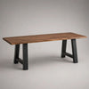 Table à manger 220 x 100 x 75 cm en bois marron avec pieds en acier noir style industriel