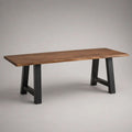 Table à manger 220 x 100 x 75 cm en bois marron avec pieds en acier noir style industriel