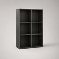 Bibliothèque 80 x 35 x 180 cm noire en panneaux dérivés du bois avec 6 compartiments ouverts