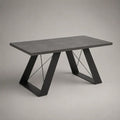Table à manger 180 x 90 x 75 cm noire avec plateau rectangulaire et pieds en acier