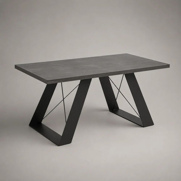 Table à manger 180 x 90 x 75 cm noire avec plateau rectangulaire et pieds en acier