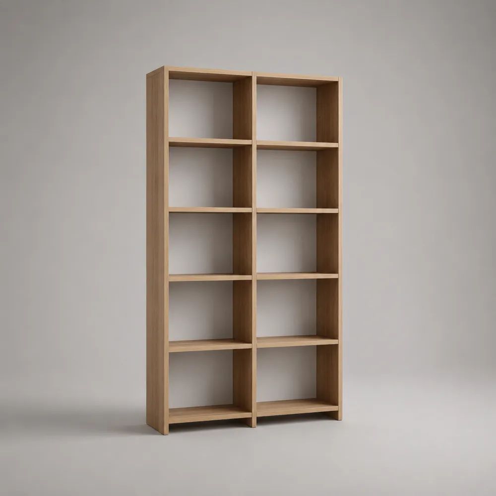 Bibliothèque 180 x 100 x 30 cm chêne clair en bois avec 10 compartiments ouverts rectangulaires