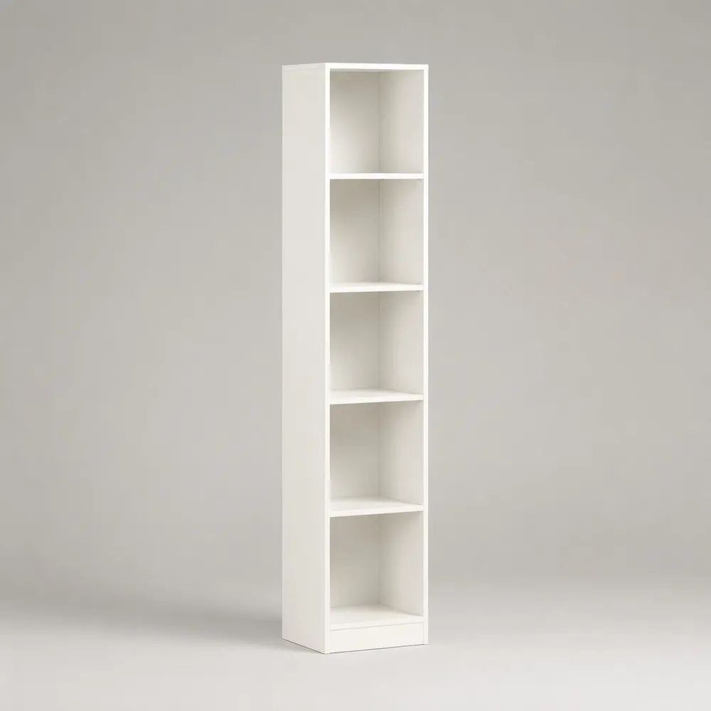Bibliothèque étagère 40 x 30 x 180 cm blanche avec 5 compartiments ouverts