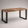 Table à manger rectangulaire en bois massif marron avec pieds en acier noir 200 x 100 x 75 cm