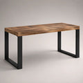 Table à manger rectangulaire en bois massif marron avec pieds en acier noir 200 x 100 x 75 cm