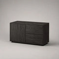 Meuble TV en bois noir avec porte et tiroirs de rangement 160 x 40 x 55 cm